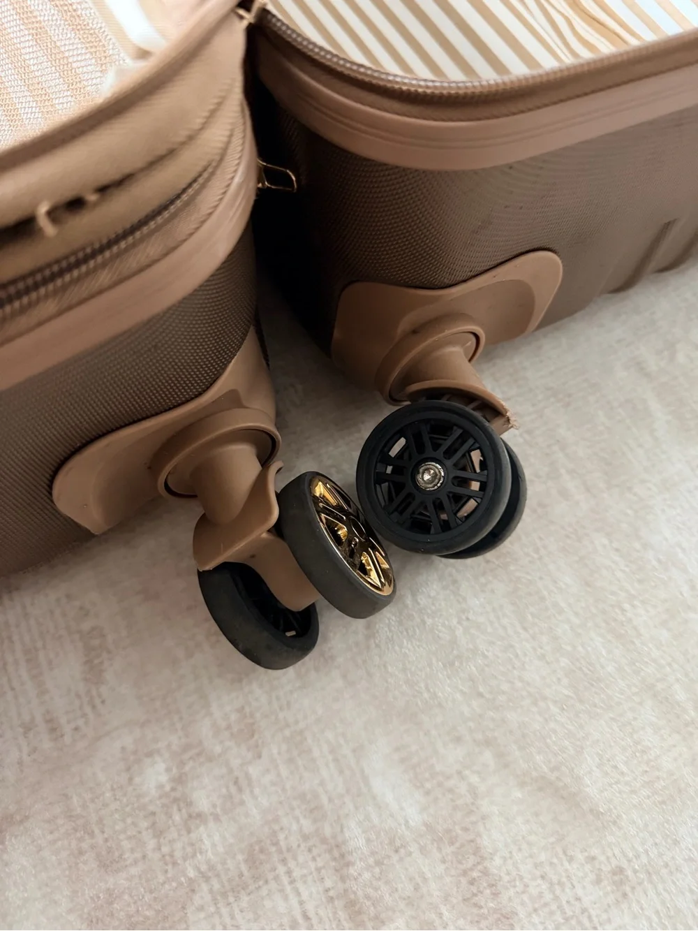 Textured Hard-Shell Carry-On Luggage in Taupe